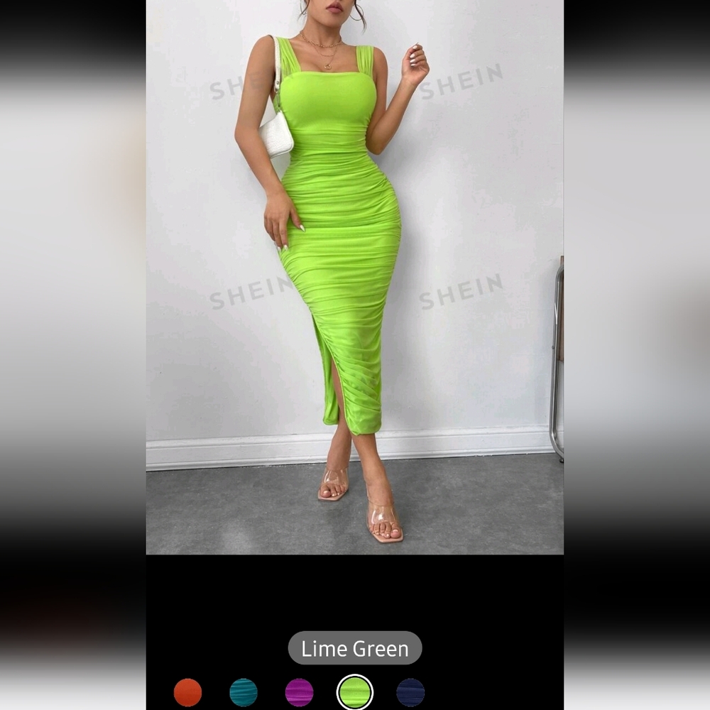 SHEIN Vibrant Green Midi Dress